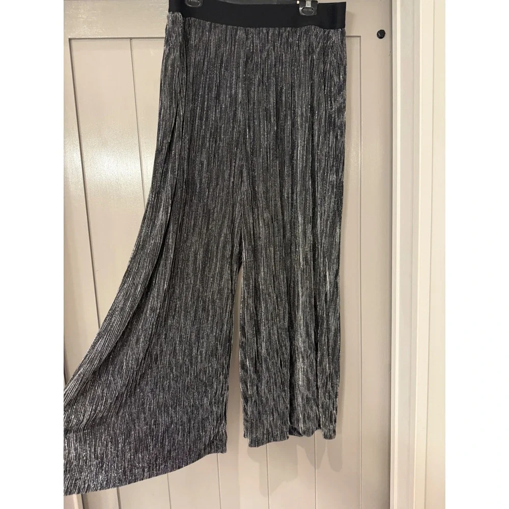 Lane Bryant Womens Pull-On Shine Knit Pleated Wide Leg Metallic Holiday Party 18